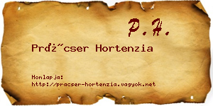 Prácser Hortenzia névjegykártya